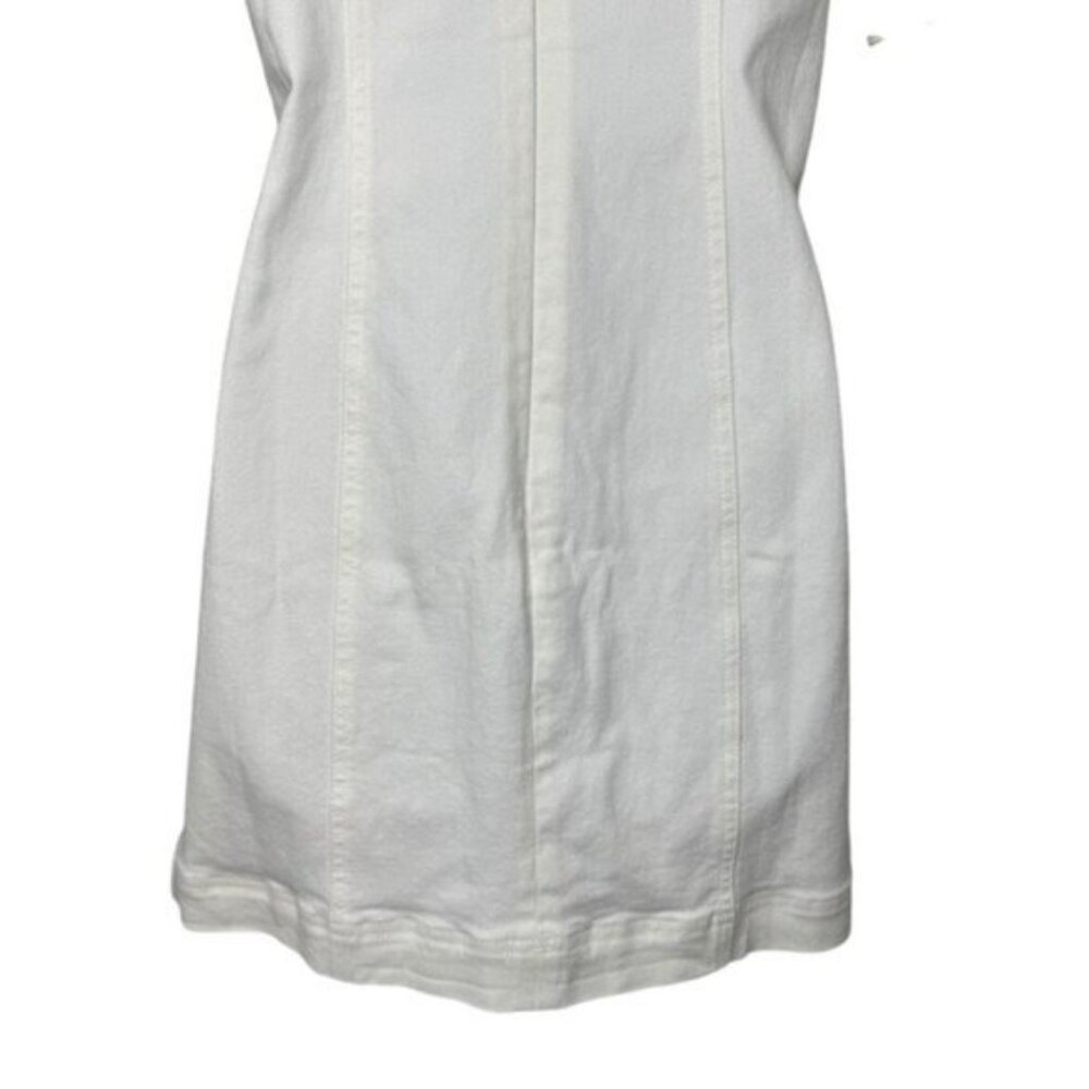 Hyacinth House NEW White Front Zip Denim Puff Sleeve Mini Dress Size Small - Picture 9 of 11